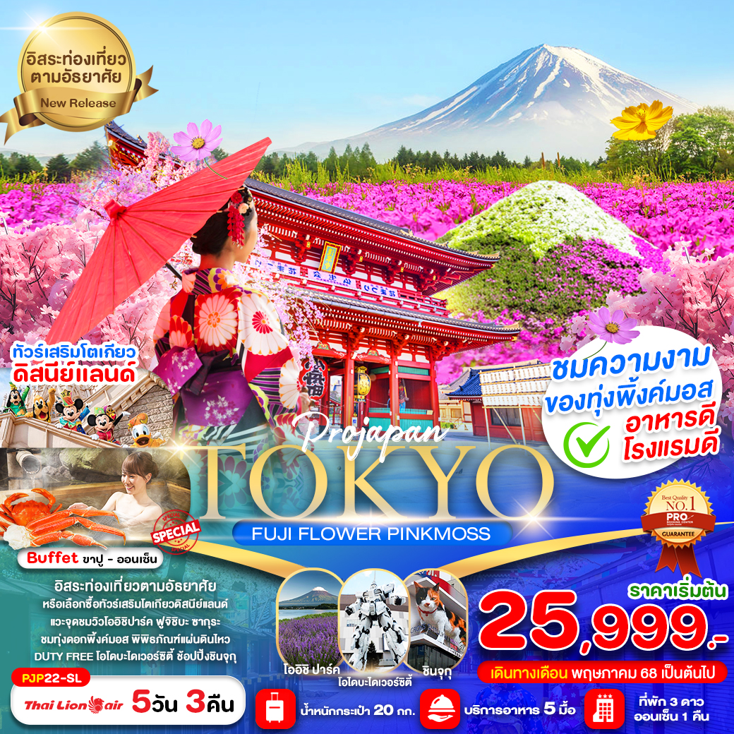 ทัวร์ญี่ปุ่น TOKYO FUJI FLOWER PINK MOSS 5วัน 3คืน (SL)