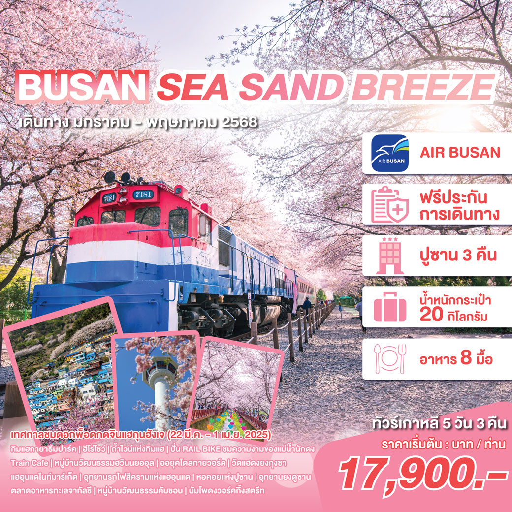 ทัวร์เกาหลี BUSAN SEA SAND BREEZE 5วัน 3คืน (ฺBX)